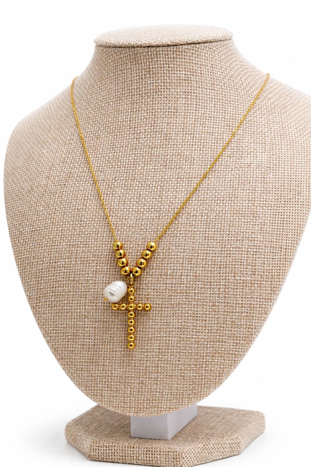 "Cross &amp; Pearl" Necklace