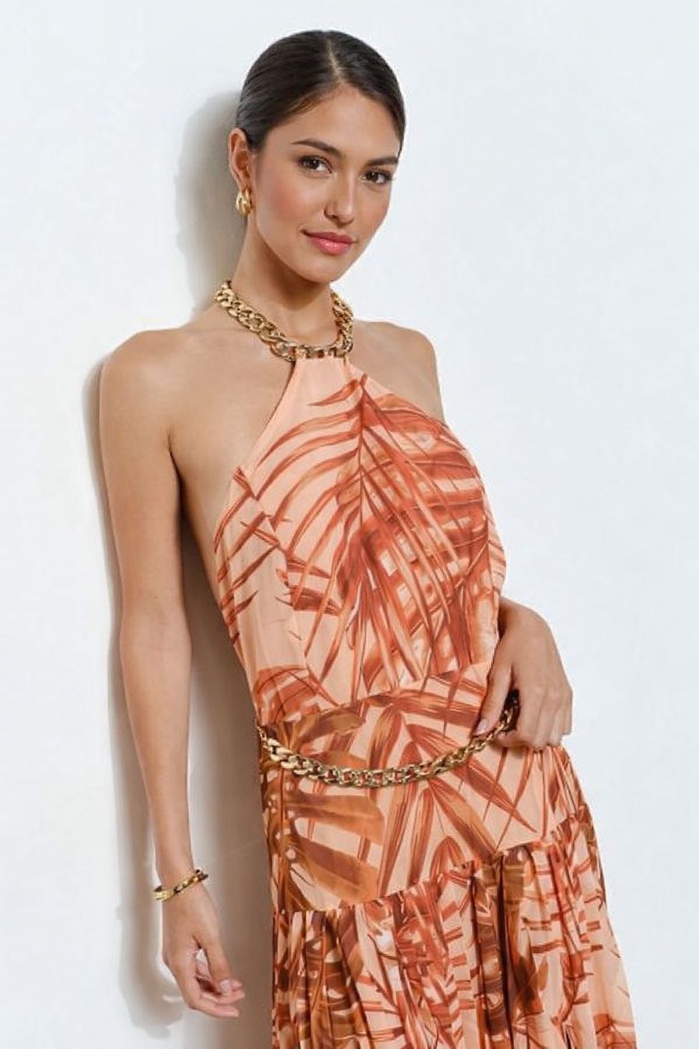 Tropical Halter Maxi Dress