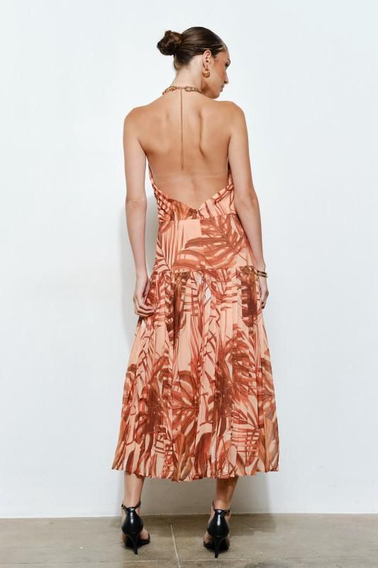 Tropical Halter Maxi Dress