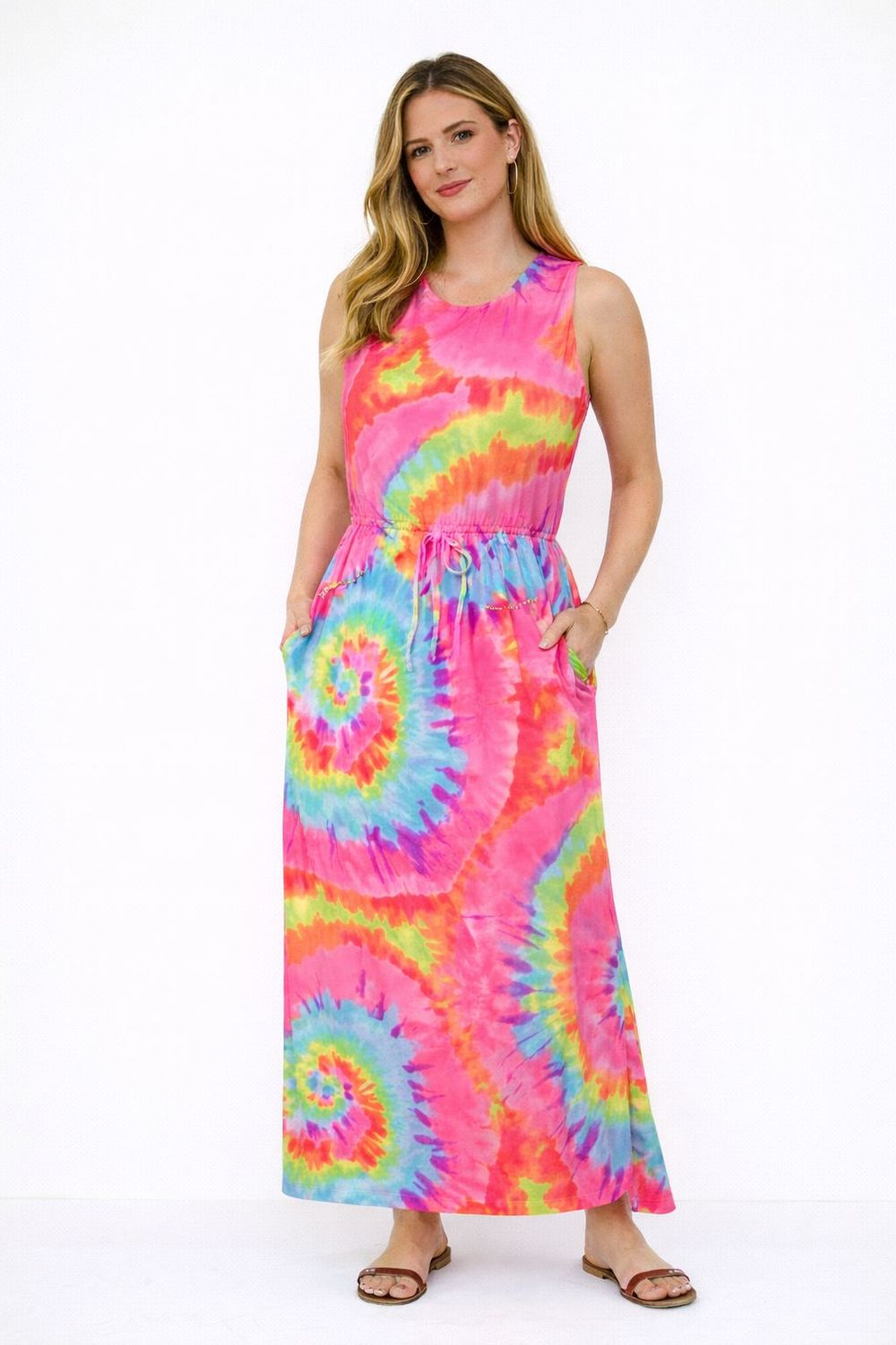 Retro Maxi Dress with Tye Dye Effect