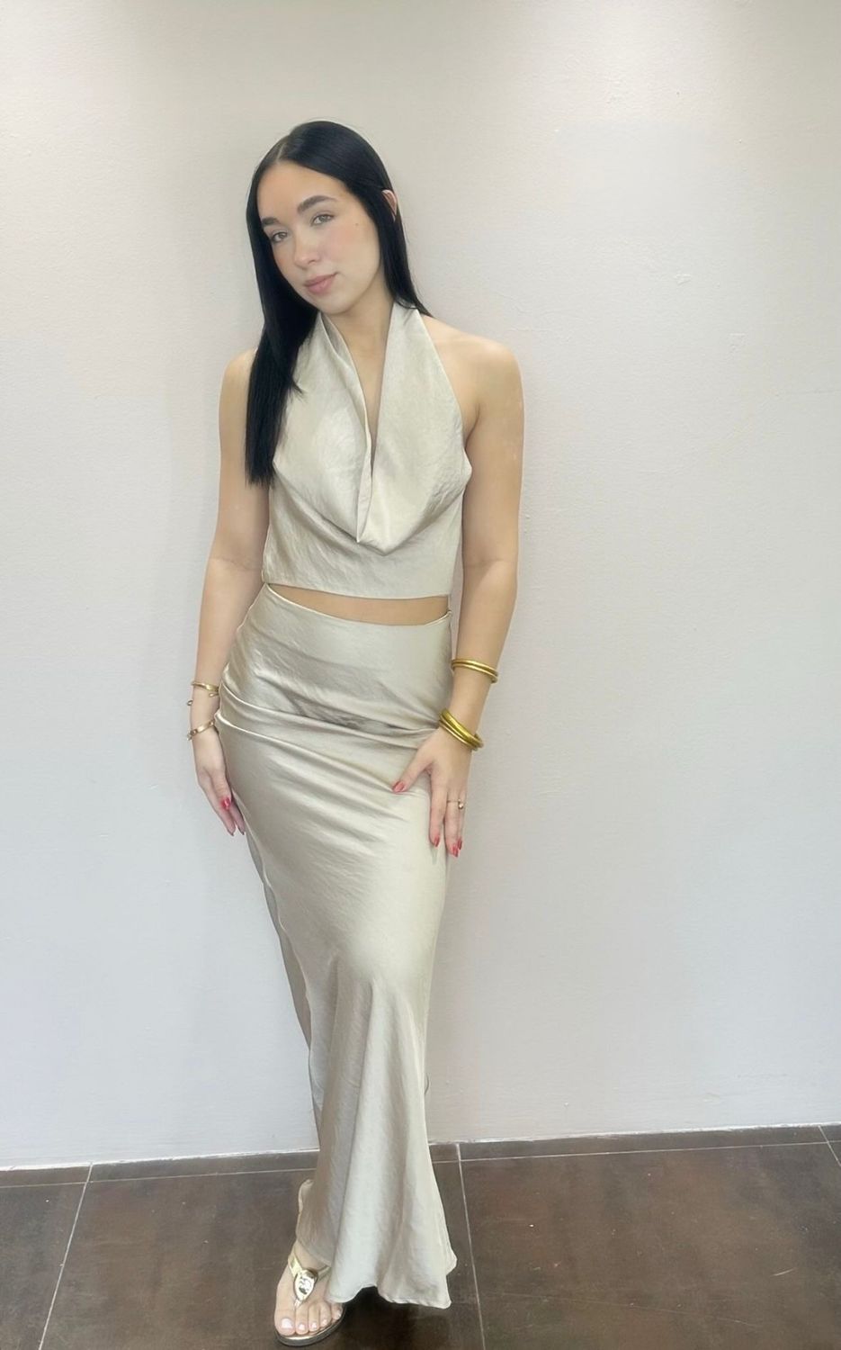 Champagne Skirt Set Halter