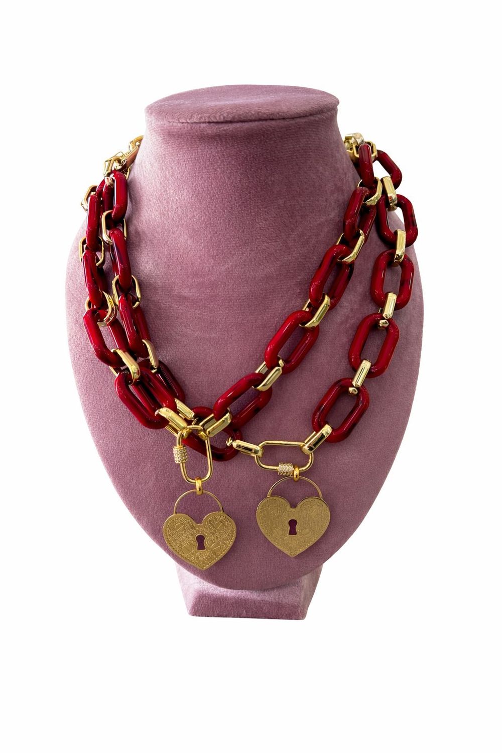 Collar Red and Gold Heart