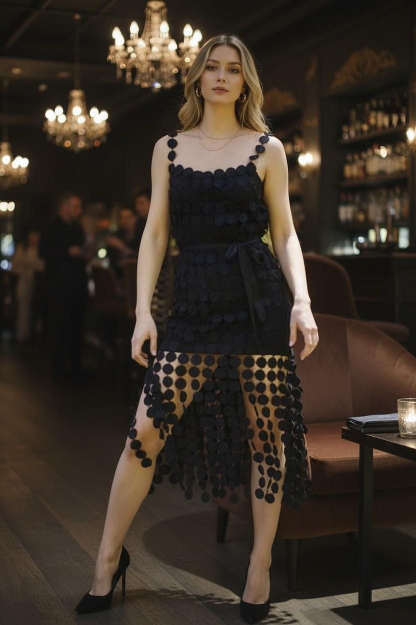 Embroidered Circle Mini Dress