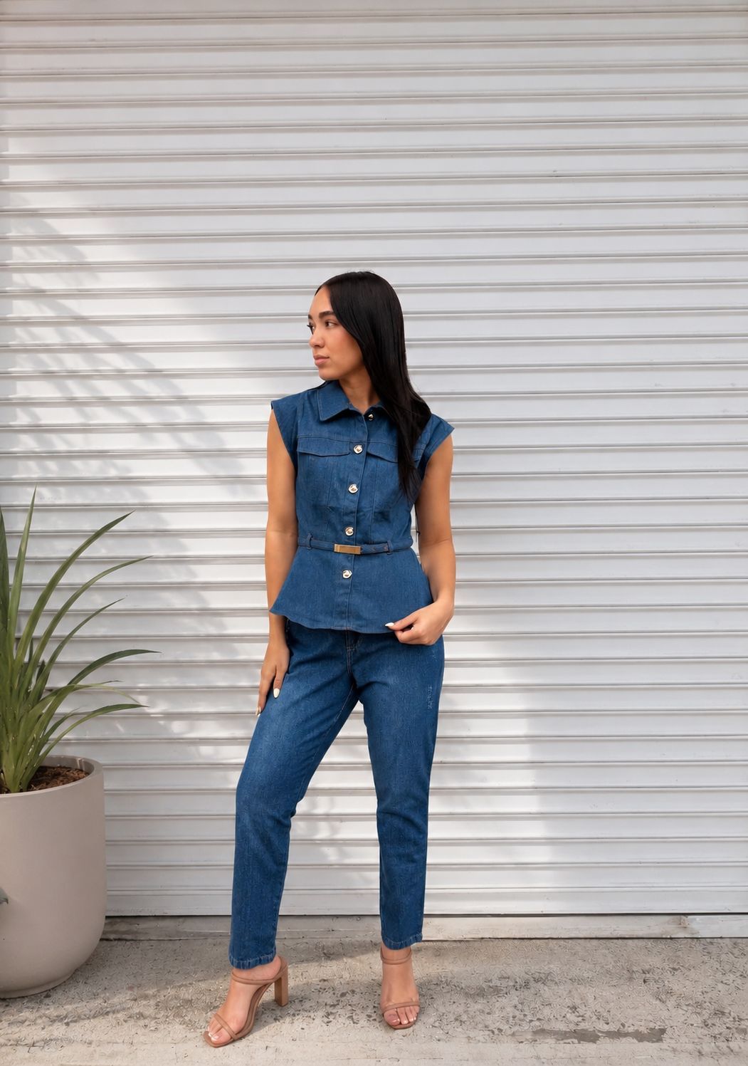 Peplum Denim Top