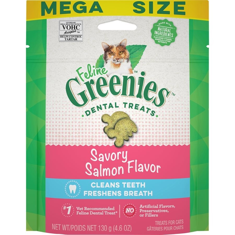 Greenies Feline Salmon Complete Dental Treat 4.6 oz Bag