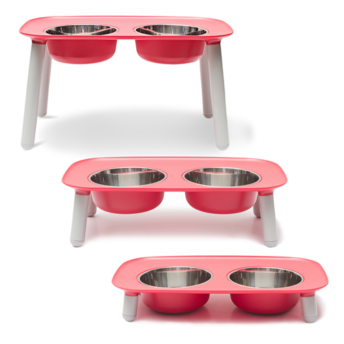 Messy Mutts Raised Feeder W/Bowls 3"-10" - Watermelon