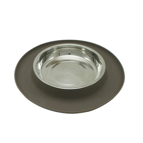 Messy Cats Silicone Feeder w/ Stainless Bowl Grey - 1.75 Cups
