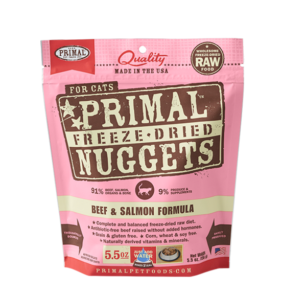 Primal Cat Freeze Dried Nuggets - Beef & Salmon 5.5 oz