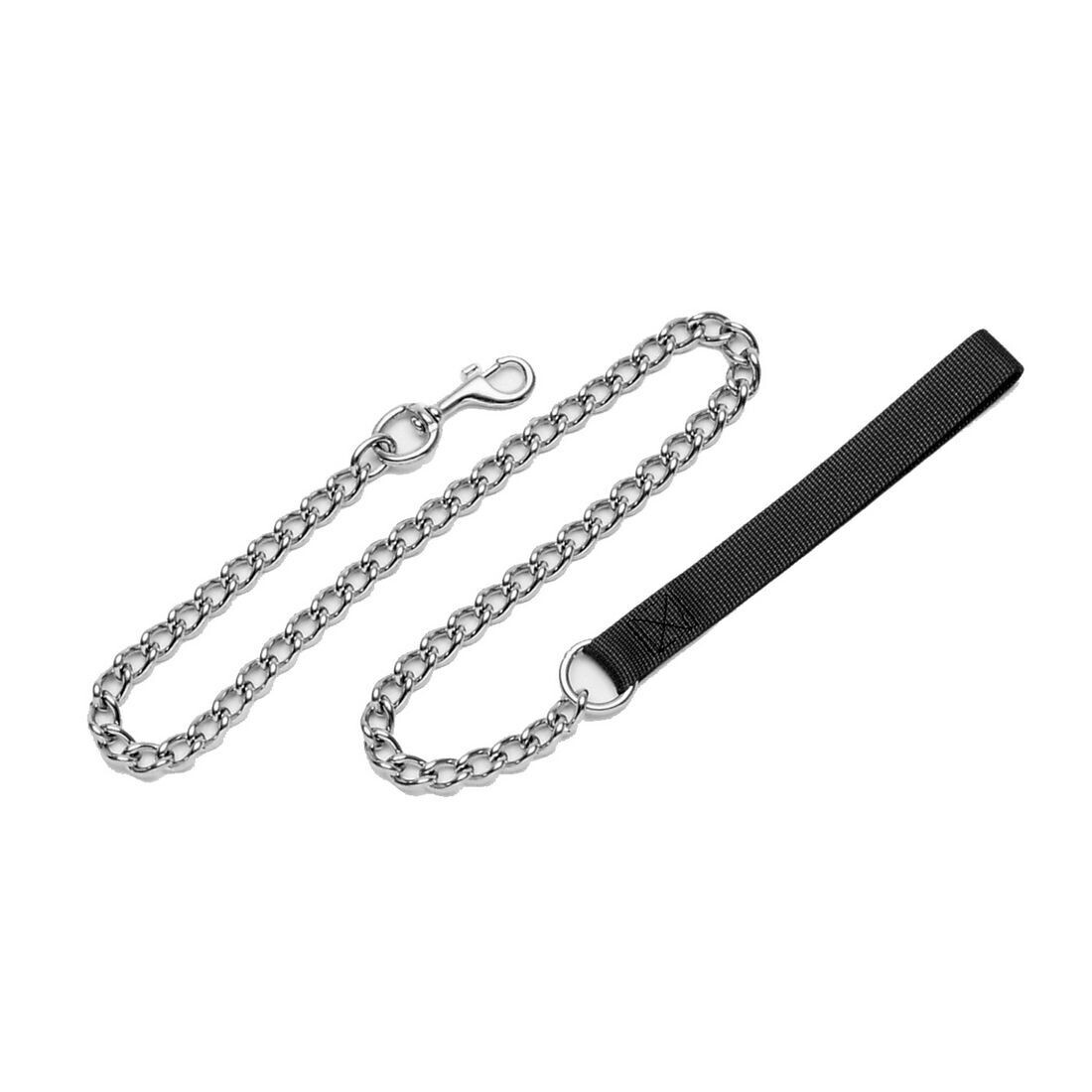 Titan Chain Leash with Nylon Handle - Black 2 mm - 4 foot