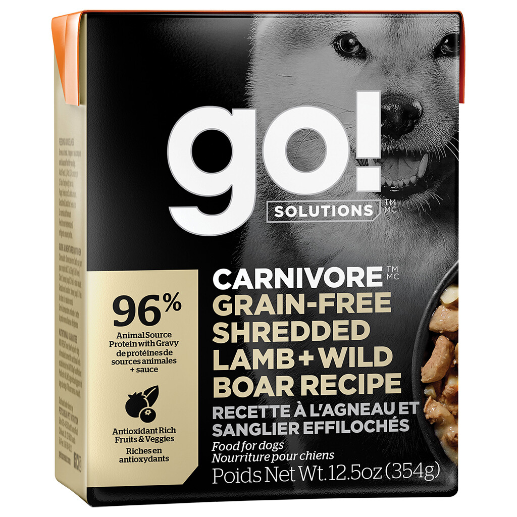 Go! Carnivore Lamb & Boar Grain Free Shredded 12.5 oz Tetra Pak