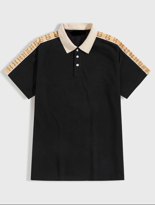 Mens Piping Detail Contrast Panel Poli Shirt