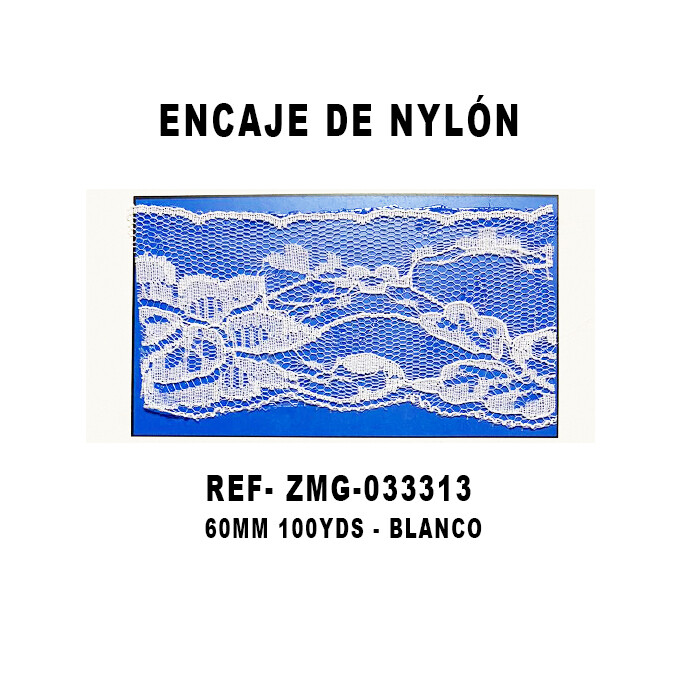 Encaje de Nylon 60MM - 100YDS BLANCO