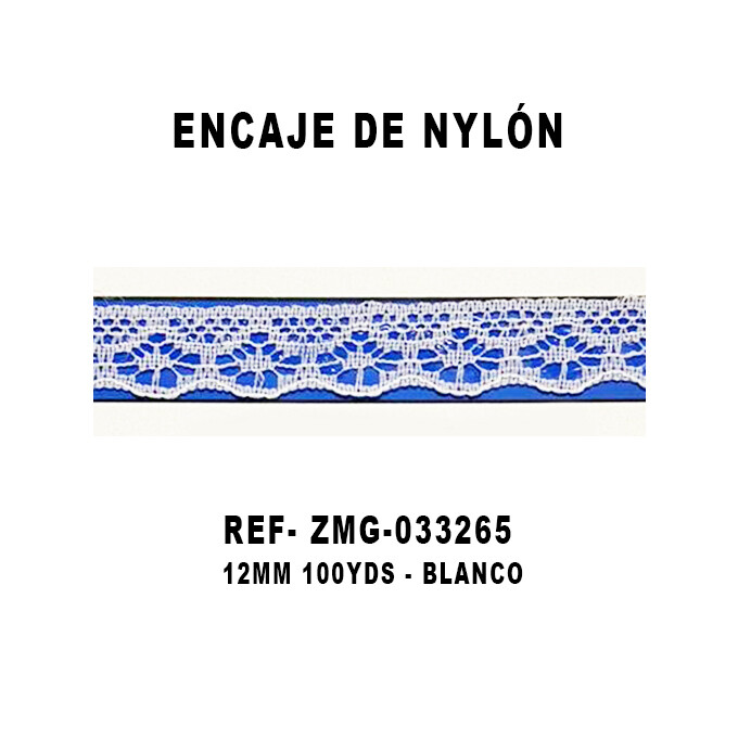 Encaje de Nylón 12MM - 100YDS BLANCO