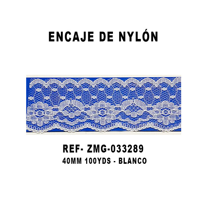 Encaje de Nylón 40MM - 100YDS BLANCO