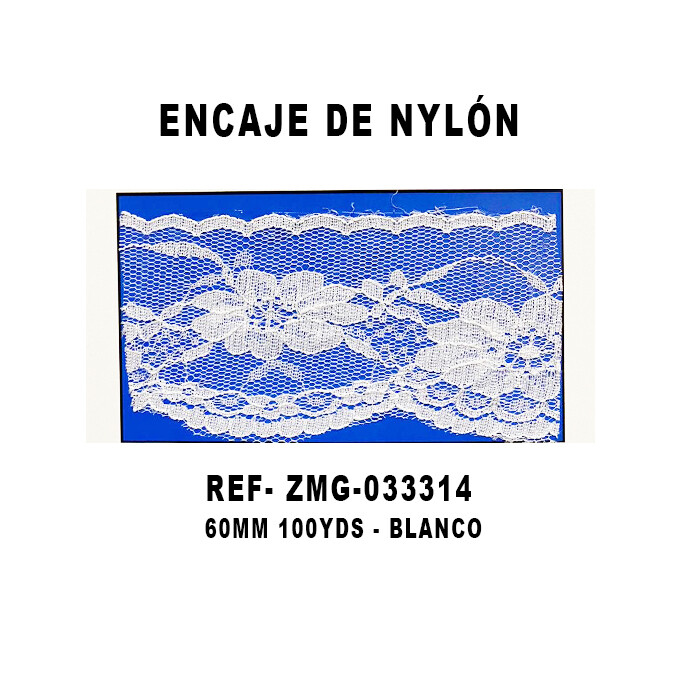 Encaje de Nylón 60MM - 100YDS BLANCO