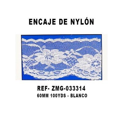 Encaje de Nylón 60MM - 100YDS BLANCO