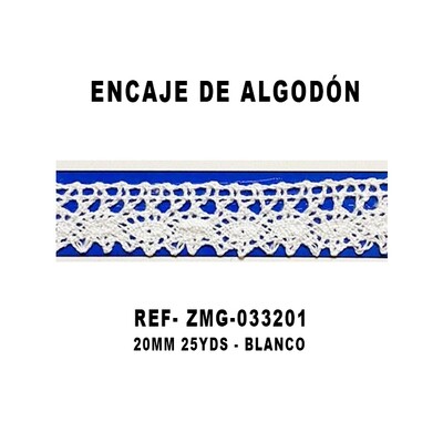 Encaje de Algodón 20MM- 25YDS BLANCO