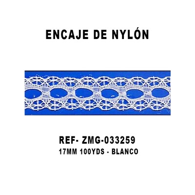 Encaje de Nylón 17MM - 100YDS BLANCO