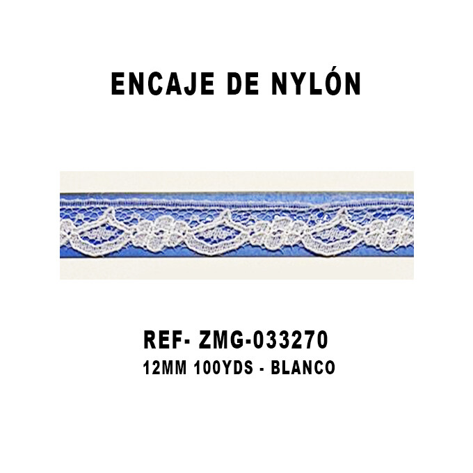 Encaje de Nylón 12MM - 100YDS BLANCO