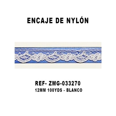 Encaje de Nylón 12MM - 100YDS BLANCO