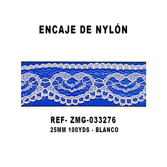 Encaje de Nylón 25MM - 100YDS BLANCO