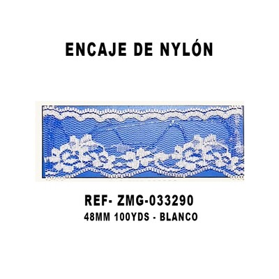 Encaje de Nylón 40MM - 100YDS BLANCO