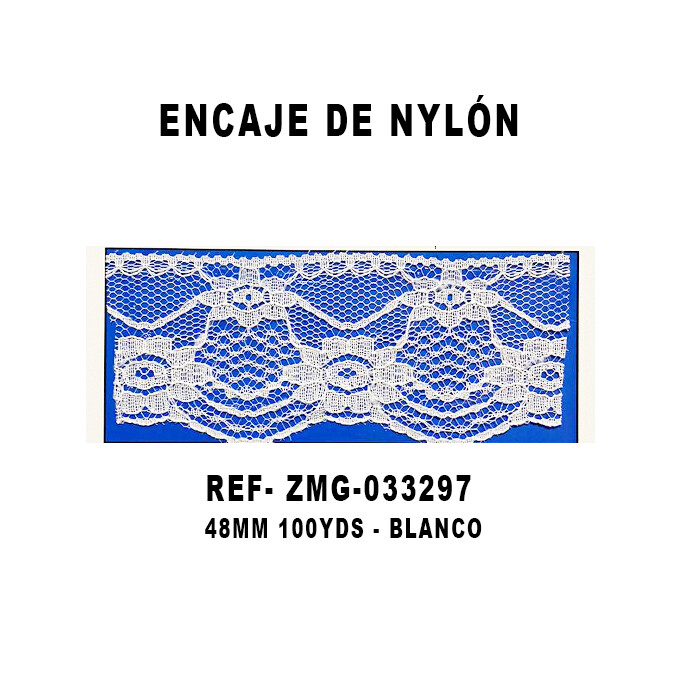 Encaje de Nylón 48MM - 100YDS BLANCO