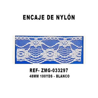 Encaje de Nylón 48MM - 100YDS BLANCO