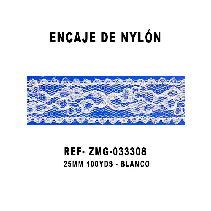Encaje de Nylón 25MM - 100YDS BLANCO