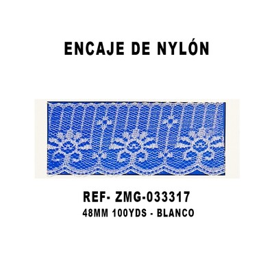 Encaje de Nylón 48MM - 100YDS BLANCO