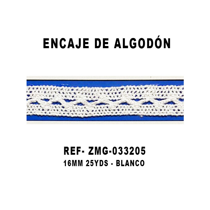 Encaje de Algodón 16MM - 25YDS BLANCO