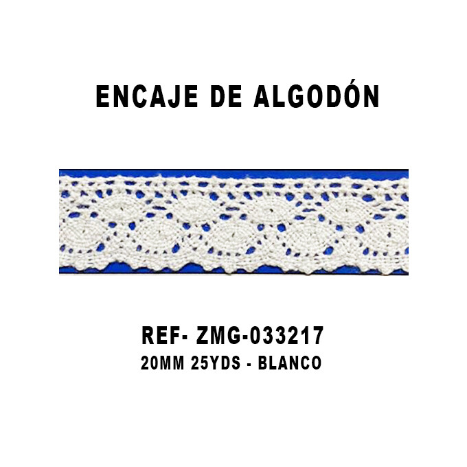 Encaje de Algodón 20MM - 25YDS BLANCO