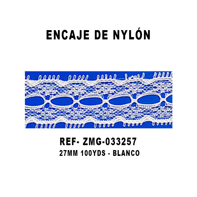 Encaje de Nylón 27MM - 100YDS BLANCO