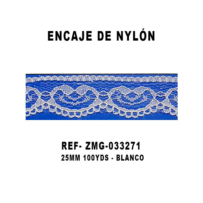 Encaje de Nylón 25MM - 100YDS BLANCO