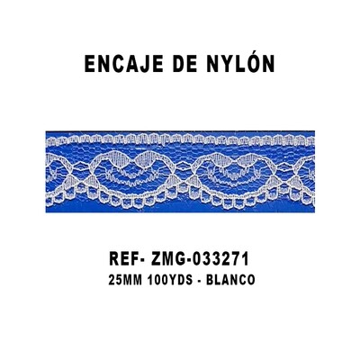 Encaje de Nylón 25MM - 100YDS BLANCO