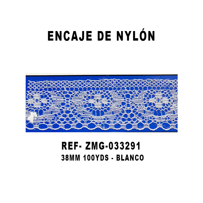 Encaje de Nylón 38MM - 100YDS BLANCO