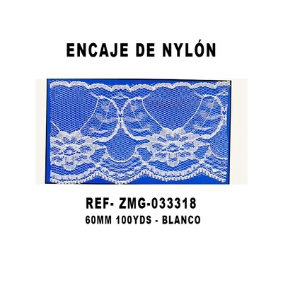 Encaje de Nylón 60MM - 100YDS BLANCO