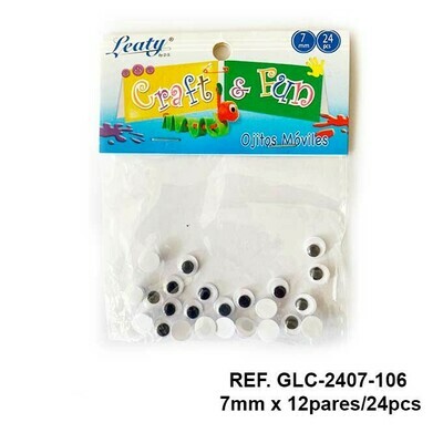 Ojos Móviles / 7MM-Negro - 24pcs