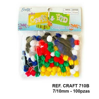 Pompones / Colores Básicos Surtidos 7/10mm - 100pcs