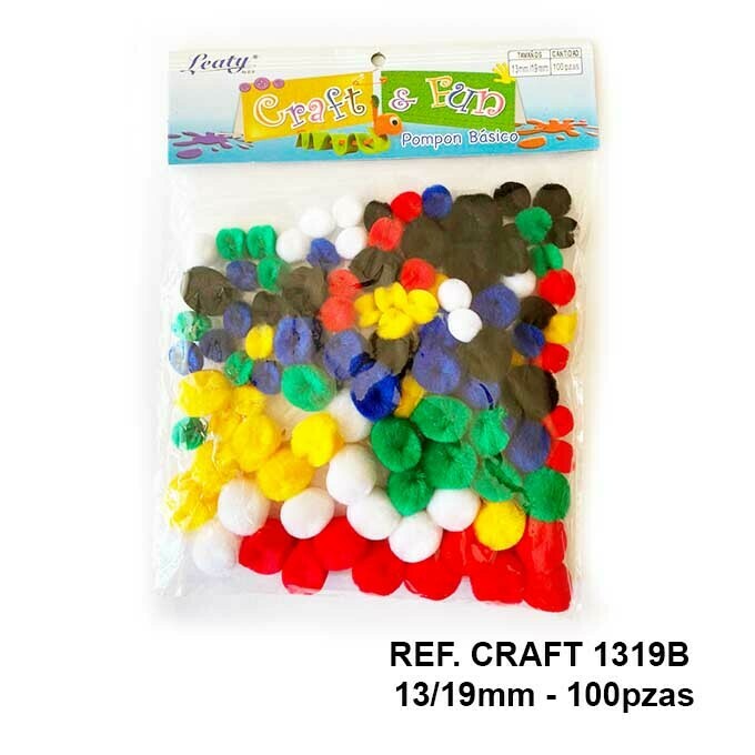 Pompones / Colores Básicos Surtidos 13/19mm - 100pcs