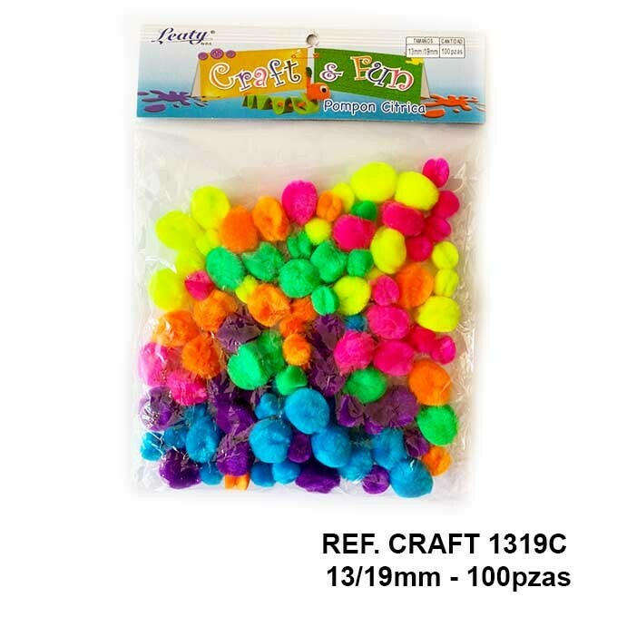 Pompones / Colores Cítrico Surtidos 13/19mm - 100pcs