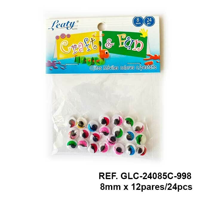 Ojos Móviles Pestaña / Colores Surtidos 8MM - 24pcs
