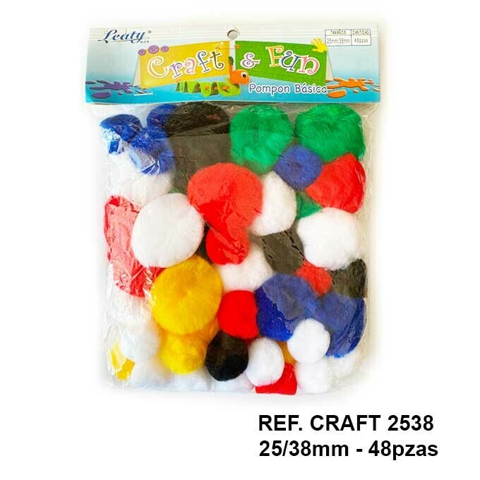 Pompones / Colores Básico Surtidos 25/38mm - 48pcs