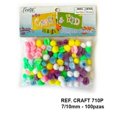 Pompones / Colores Pasteles Surtidos 7/10mm - 100pcs