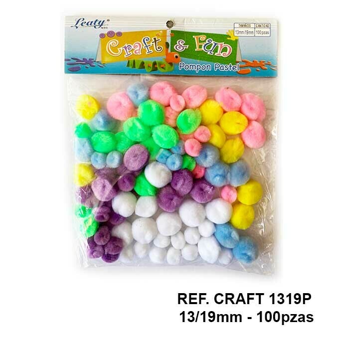 Pompones / Colores Pasteles Surtidos 13/19mm - 100pcs