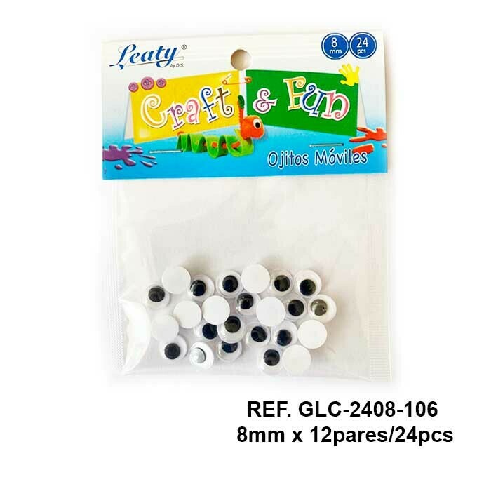 Ojos Móviles / 8MM-Negro - 24pcs