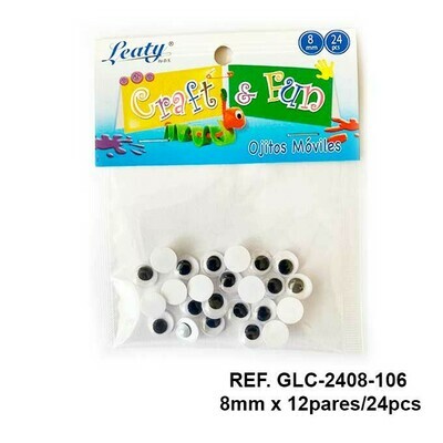 Ojos Móviles / 8MM-Negro - 24pcs