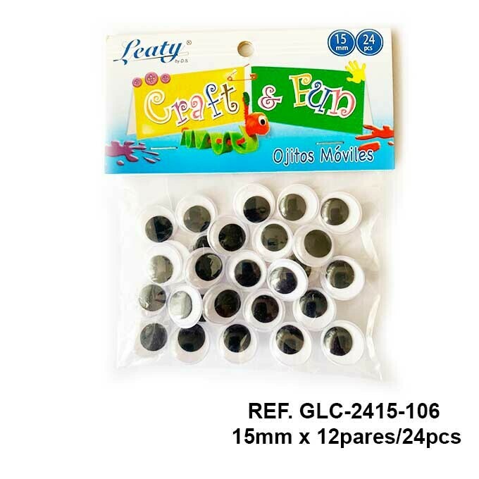 Ojos Móviles / Negro 15MM - 24pcs