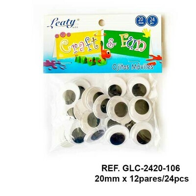 Ojos Móviles / Negro 20MM - 24pcs