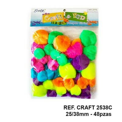 Pompones / Colores Cítrico Surtidos 25/38mm - 48pcs